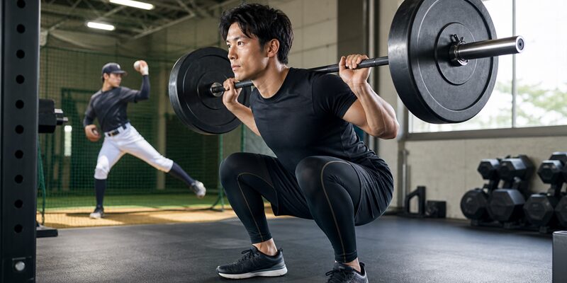 スクワットで野球の効果を最大化！下半身強化で球速アップする筋トレ7選