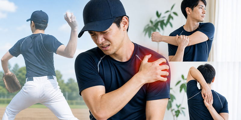 野球で肩を痛めた人必見！セルフケアで治す原因別ストレッチと対処法